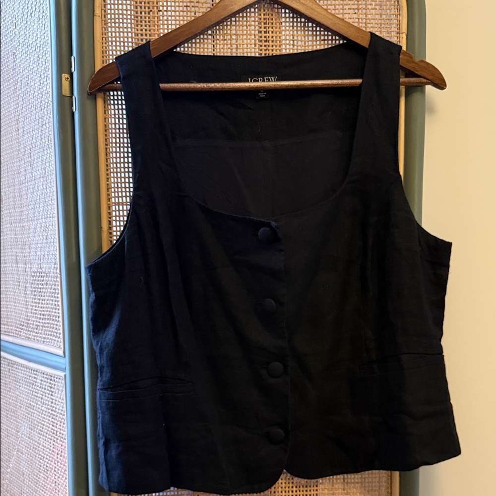 J. Crew Black Button-Front Scoopneck Vest